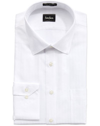 Neiman Marcus Classic Fit Non Iron Tonal Stripe Dress Shirt White