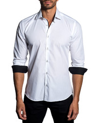 Jared Lang Contrast Facing Solid Sport Shirt White