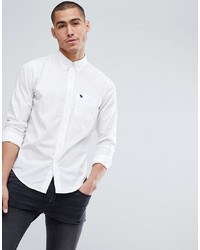 Abercrombie & Fitch Core Poplin Shirt Slim Fit Icon Logo In White