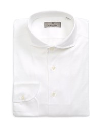 Canali Cotton Jersey Button Up Shirt In White At Nordstrom