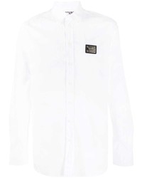 Moschino Cotton Shirt With Silver Logo Plaque
