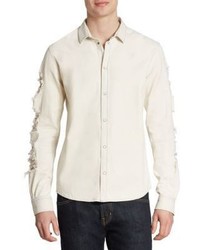 IRO Distressed Woven Cotton Button Down Shirt