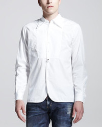 DSQUARED2 Super Dicky Bib Front Long Sleeve Shirt White
