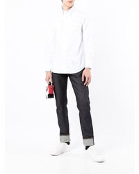 Thom Browne Embroidered Detail Long Sleeve Cotton Shirt
