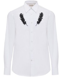 Alexander McQueen Feather Applique Buttoned Shirt