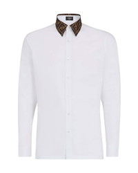 Fendi Ff Logo Collar Cotton Shirt