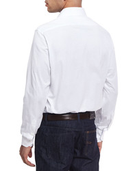 Neiman Marcus Jersey Knit Sport Shirt White