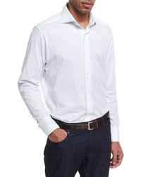 Neiman Marcus Jersey Knit Sport Shirt White