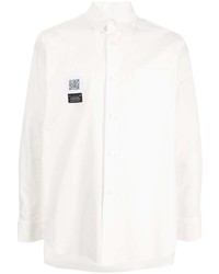 Fumito Ganryu Logo Patch Draped Cotton Shirt
