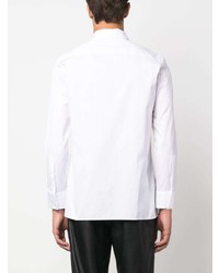 Givenchy Logo Plaque Pointed Collar Cotton Shirt