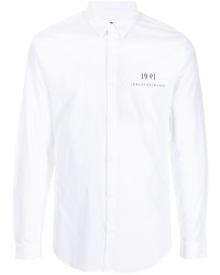 Armani Exchange Logo Print Long Sleeve Cotton Shirt