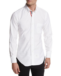 Thom Browne Long Sleeve Cotton Oxford Shirt White