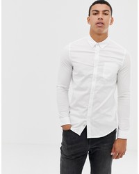 Burton Menswear Long Sleeve Oxford Shirt In White
