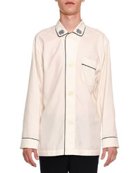 Alexander McQueen Long Sleeve Pajama Shirt With Trim Ivory