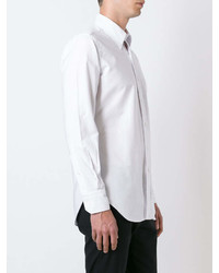 Thom Browne Long Sleeve Shirt With Black And White Woven 4 Bar Stripe In White Oxford