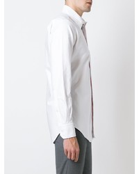 Thom Browne Long Sleeve Shirt With Grosgrain Placket In White Oxford