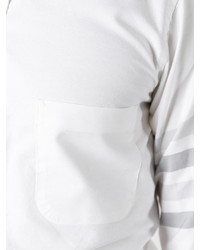 Thom Browne Long Sleeve Shirt With Medium Grey Woven 4 Bar Stripe In White Oxford