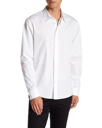 Vince Long Sleeve Solid Trim Fit Woven Shirt