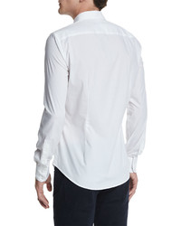 Vince Long Sleeve Stretch Poplin Shirt White