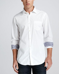 Mason's Jeans Long Sleeve Poplin Shirt White