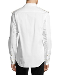 Pierre Balmain Military Shirt With Gold Buttons Off White