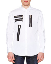DSQUARED2 Multi Zipper Detail Long Sleeve Shirt White