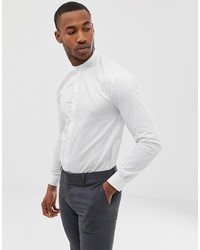AVAIL London Muscle Fit Shirt In White With Grandad Collar