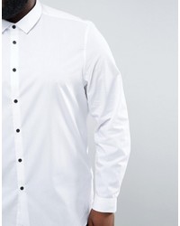Asos Plus Regular Fit Shirt In White With Contrast Buttons