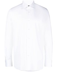 Zegna Pointed Flat Collar Stretch Cotton Shirt