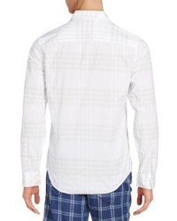 CK Calvin Klein Regular Fit Tonal Plaid Cotton Sportshirt