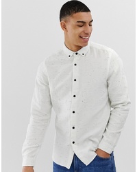 ASOS DESIGN Regular Fit White Nep Shirt With Collar