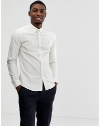 Farah S Slim Fit Textured Shirt In Off White