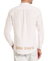 Palm Angels Seersucker Logo Button Down Shirt