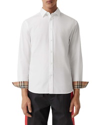 Burberry Sherwood Monogram Motif Slim Fit Stretch Poplin Button Up Shirt