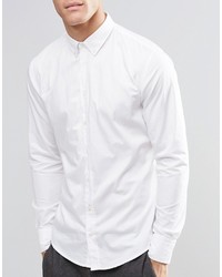 Boss Orange Shirt With Button Down In Slim Fit White