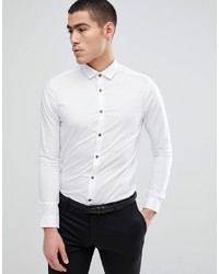 Burton Menswear Skinny Fit Long Sleeve Shirt In White