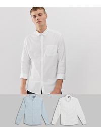 ASOS DESIGN Skinny Fit Oxford Shirt 2 Pack In White Blue Save