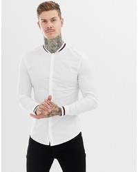 ASOS DESIGN Skinny Fit Shirt With Sporty Rib Collar