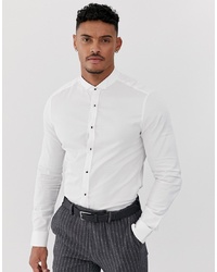 ASOS DESIGN Skinny Fit White Shirt With Wing Collar Stud Buttons
