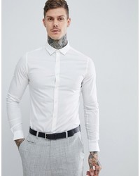 ASOS DESIGN Skinny Shirt In White With Long Sleeves