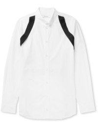 Givenchy Slim Fit Button Down Collar Cotton Poplin And Webbing Shirt