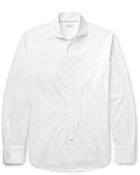 Brunello Cucinelli Slim Fit Cutaway Collar Cotton Shirt
