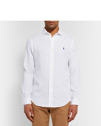 polo ralph lauren men's slim fit linen shirt