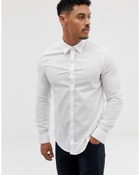 Armani Exchange Slim Fit Logo Cotton Shirt In White