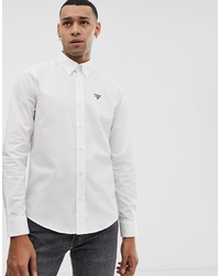 Barbour Beacon Slim Fit Logo Poplin Shirt In White