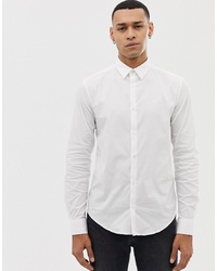 Emporio Armani Slim Fit Logo Poplin Shirt In White