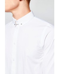 Boohoo Slim Fit Long Sleeve Pin Collar Shirt