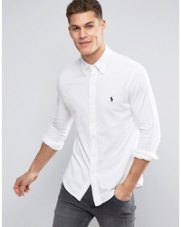 Polo Ralph Lauren Slim Fit Pique Shirt Player Logo In White