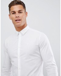 Emporio Armani Slim Fit Stretch Poplin Shirt In White