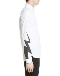 Neil Barrett Slim Fit Thunderbolt Sleeve Sport Shirt